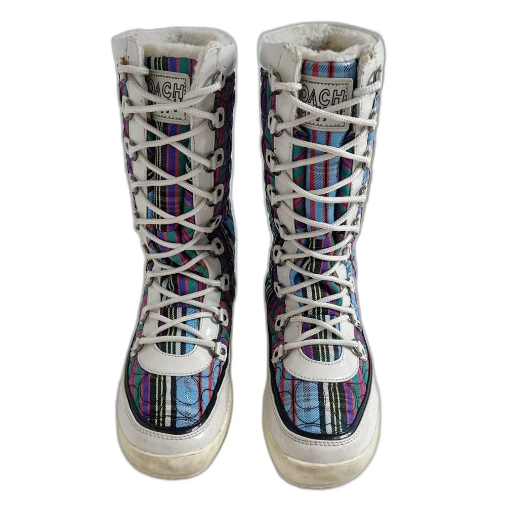 y2k Vintage Coach Peggey Signature Logo Winter Boots Snow Moon Boots Size 8 - Picture 4 of 13